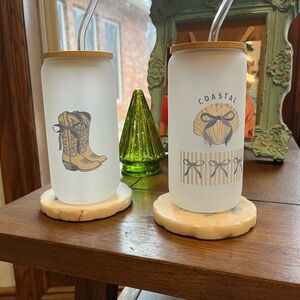 Frosted Glass Tumblers with Straw Custom Made